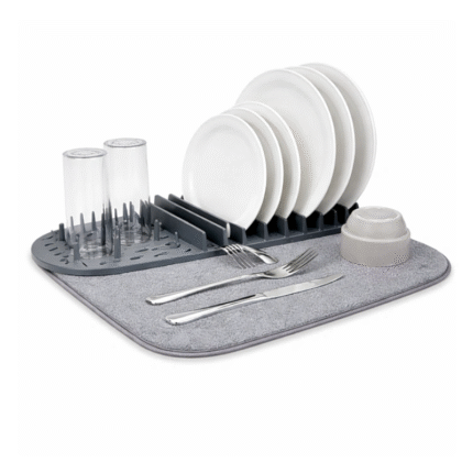 2-In-1 Dish Drying Rack Kitchen Counter Organizer Absorbent Mat Ultra-Fine Fiber Tableware Pad Space-Saving Home Storage