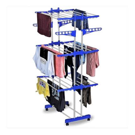 3 Layer Steel Pipe Vertical with Wheels Drying Rack