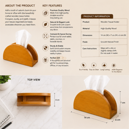 Arched Half-Moon Wooden Tissue & Napkin Holder