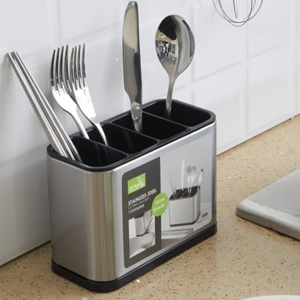 multi-compartment stainless steel cutlery holder